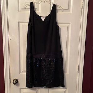 LOFT Black Sheath Mini Dress Sleeveless Scoop Neck